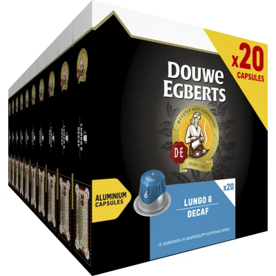 Afbeelding van Douwe Egberts Lungo Decaf Koffiecups Intensiteit 6/12 10 x 20 capsules