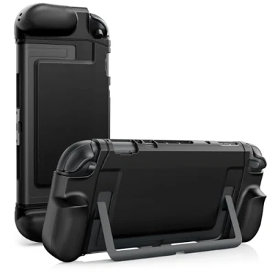 Afbeelding van TiMOVO Dockable Case voor Nintendo Switch 2 2025, TPU Grip Protective Cover Accessoires met Ergonomisch Ontwerp Console &amp; JoyCon, Schokabsorptie Anti Kras Precise Cutouts, Zwart