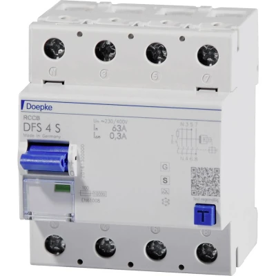 Afbeelding van Doepke 09146905 DFS4 063 4/0,30 A S 4polig 63/0,3A Aardlekschakelaar 4 polig 63 0.3 230 V, 400 V