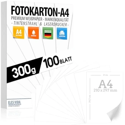 Afbeelding van Cartoncino fotografico 100 fogli in 300 g CARTA PREMIUM wit neve DIN formaat kaart per stempel niet stampata cartoline, letter, karton, presentazioni, artigianato
