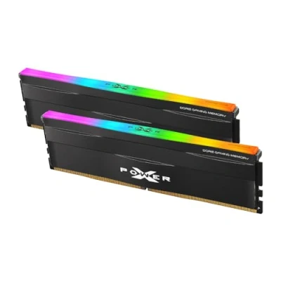 Afbeelding van Silicon Power DDR5 32GB (2x 16GB) RGB 6000MHz (PC5 48000) 288 pin CL30 1,35V UDIMM RAM geheugenmodule SP032GXLWU60AFDF zwart
