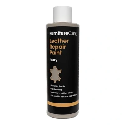 Afbeelding van Leer reparatie Verf 2 in 1 Wit 250ml Furniture Clinic Leather Repair Paint en Top Coat Geschikt voor leren banken, autostoelen, schoenen, handtassen meer and