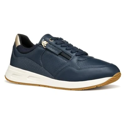 Afbeelding van Geox Bulmya Sneakers laag, Dames, Maat: 38, Navy Imitatieleer/ textiel