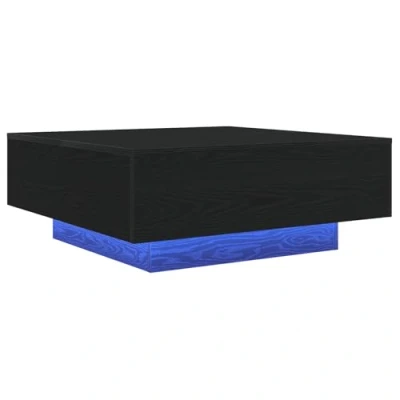 Afbeelding van vidaXL Salontafel Zwart eiken MDF met eikenfineer 80 x 31 cm