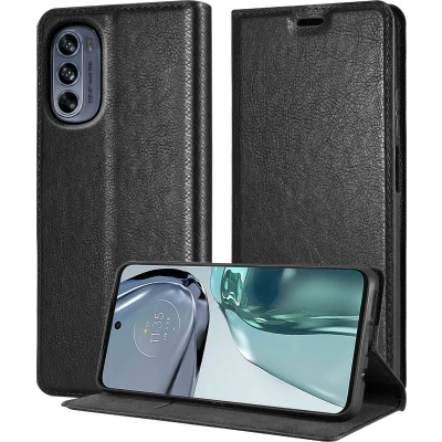 Afbeelding van Cadorabo Hoesje geschikt voor Motorola MOTO G62 5G in ZWARTE NACHT Beschermhoes met magnetische sluiting, standfunctie en kaartvakje Book Case Cover Etui