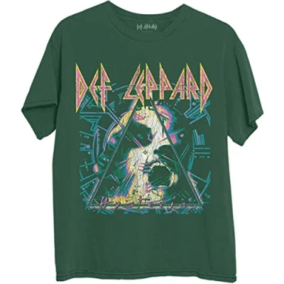 Afbeelding van Def Leppard Hysteria Album Art Heren T shirt XL Groen