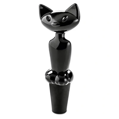 Afbeelding van Koziol Miaou Wijnstopper 11 Cm Zwart