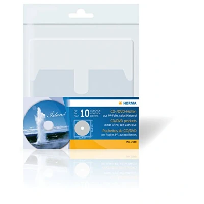 Image de HERMA pochette autocollante pour 1 CD/DVD, en PP, transparent, pqt 10