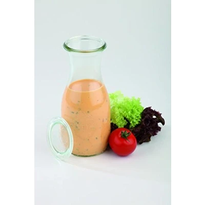 Afbeelding van APS 6 originele glazen flessen WECK 500 ml met deksel, Ø cm, H: 19 sapflessen, smoothies, dressings, vaatwasmachinebestendig