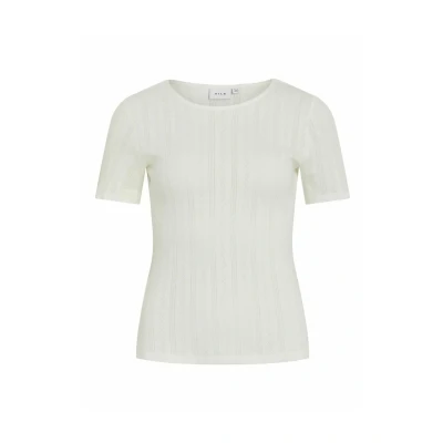 Afbeelding van Vila T shirt Vikassie S/s Pointelle Top Noos 14101755 Snow White Dames Maat S