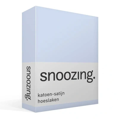 Afbeelding van Snoozing Katoen satijn Hoeslaken Tweepersoons 140x220 cm Hemel