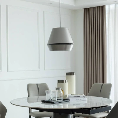 Afbeelding van Lucande Hanglampen 1licht Aluminium H: 29 cm zilvergrijs Inclusief lichtbron
