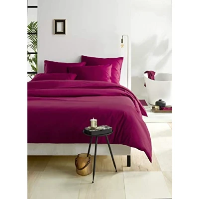 Afbeelding van De Witte Lietaer Olivia Beddengoedset, satijn, gekamd katoen, bietrood/bietenrood, 260 x 240 cm + 2 kussenslopen