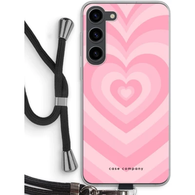 Afbeelding van Case Company® hoesje met Koord geschikt voor Samsung Galaxy S23 Plus Hart Roos Telefoonhoesje Zwart Bescherming aan alle Kanten en Over de Schermrand