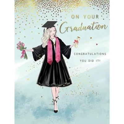 Afbeelding van Piccadilly Greetings Gefeliciteerde kaart voor vrouwen, opschrift On Your Graduation 20,3 x 15,2 cm