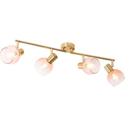 Afbeelding van QAZQA Art Deco spot goud met roze glas 4 lichts Vidro