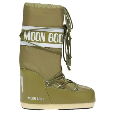 Afbeelding van Moon Boot ICON Unisex Veterlaarzen, Maat: 35 38, Khaki Imitatieleer/ textiel