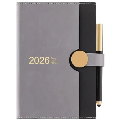 Afbeelding van Schoolagenda 2026, DIN A5, één pagina per dag, januari 2026 tot december dagplanner voor 12 maanden, hardcover met pen (zwart)
