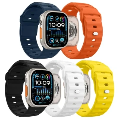 Afbeelding van MoKo Oceaanband, 5 stuks, compatibel met Apple Watch Ultra 2, bandje 49, 46, 45, 44 en 42 mm, mannen, vrouwen, siliconen reserveband voor iWatch band Series 10, 9, 8, 7, 6, 5, 4, SE,