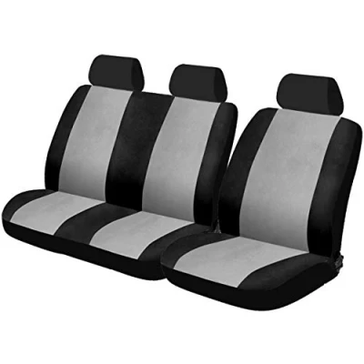 Afbeelding van Car Plus Stoelhoezen Set Van Uni Polyester Zwart/grijs 6 delig