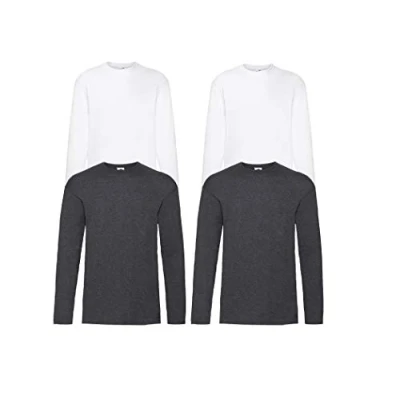 Afbeelding van Fruit of the Loom Set van 4 T shirts, lange mouwen, kleuren naar keuze