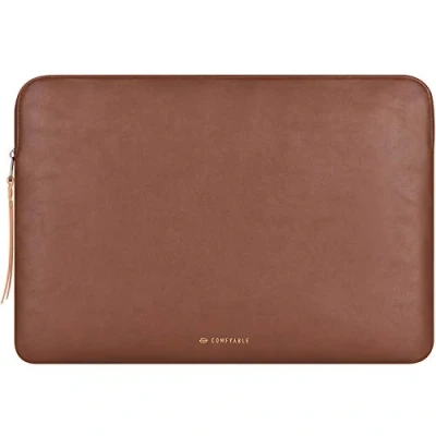 Afbeelding van Comfyable Dunne beschermhoes voor 13,3 14 inch laptop, compatibel met MacBook Pro 2021 2023 M1 M2 A2442 A2779 en alle 13 of Air van kunstleer, waterdicht, bruin