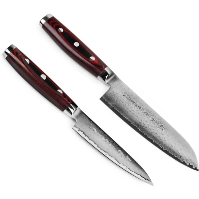 Afbeelding van Yaxell Japans Serie Super Gou 161 Lagen Damaststaal Canvas Micarta Heft Santoku Koksmes...