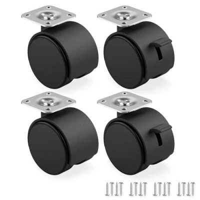 Afbeelding van RAVN HAMAN Set van 4 zwenkwielen voor binnenmeubels, 30 mm, met rem tot 10 kg per wiel, transportwielen lage rolweerstand