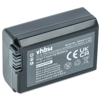 Afbeelding van vhbw 1 x batterij compatibel met Sony Alpha 3000, 5000, 5100, 6000 camera, digitale spiegelreflexcamera (950 mAh, 7,2 V, Li Ion) informatieschip
