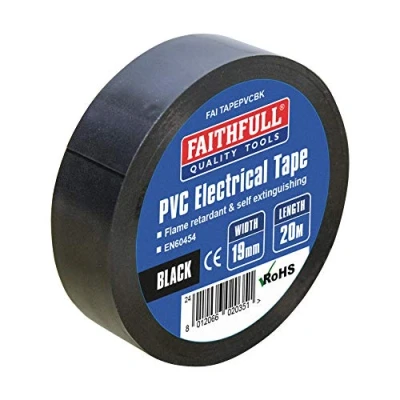 Afbeelding van Faithfull FAITAPEPVCBK Elektrische pvc tape, zwart, 19 mm x 20 m