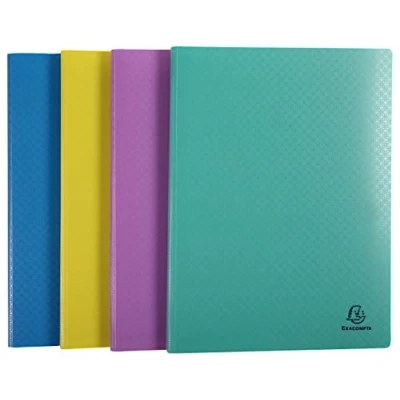 Image de Exacompta Réf. 88590E 1 Protège documents Forever Young 50 pochettes cristal lisse 100 vues pour A4 dim 24 x 32 cm couverture en polypro recyclé semi rigide 4 couleurs aléatoires