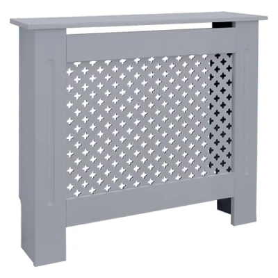 Afbeelding van Radiatorbekleding met honingraatmotief 78x19x82 cm grijs vervaardigd van MDF