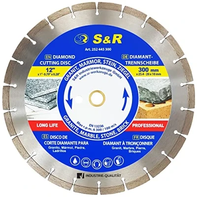 Afbeelding van S&amp;R Diamantschijf 300 om te snijden, graniet, beton, marmer, metselwerk, bakstenen. Professioneel segment snijmes