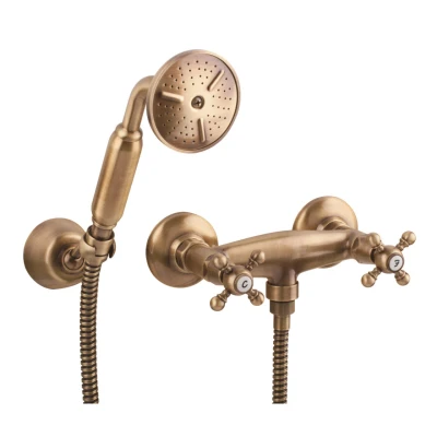 Afbeelding van PB klassieke kraan douchekraanset met sterknoppen inclusief handdouche Brons 1208855282