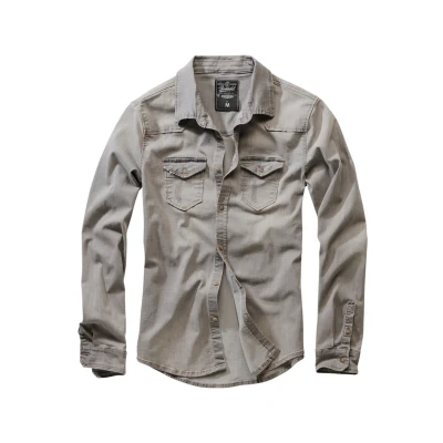 Afbeelding van Brandit Herren Riley Denimshirt Overhemd, Heren, Maat: Large, Grey