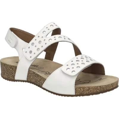 Afbeelding van Josef Seibel Sandalen met plateauzool, Dames, Maat: 41, Weiss silber Schoenen