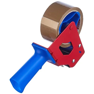 Afbeelding van Tesa Set dispenser + verpakkingstape, verpakkingstape met achterkant van polypropyleen, uv bestendig, bruine rol, 50 m x 48 mm