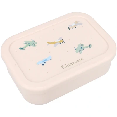 Afbeelding van Kidzroom Small Talk Lunchbox Beige Vliegtuigen