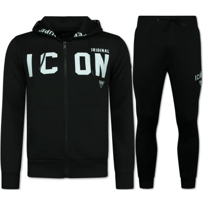 Afbeelding van ICON Trainingspak Heren Joggingpak Volwassenen Huispak Set 11677 Zwart