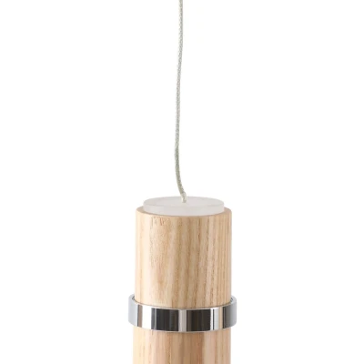 Afbeelding van Lucande Hanglamp 1licht hout, aluminium H: 18 cm chroom Inclusief lichtbron