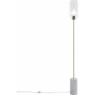 Afbeelding van QAZQA Art Deco vloerlamp messing met helder glas Rid