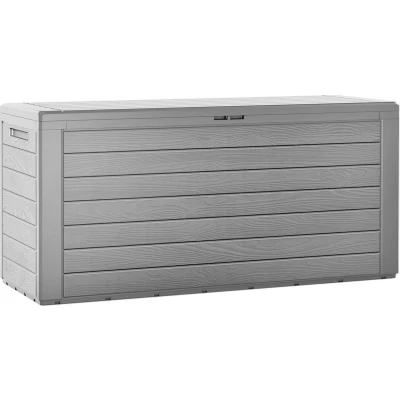 Afbeelding van Deuba Kussenbox Woody 120cm grijs hout look tuinkussenbox tuinbox