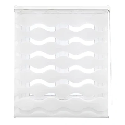 Afbeelding van Blindecor Mediterraneo Rolgordijn dag/nacht, wit, gegolfd rolgordijn, 80 x 180 cm (b h), stofmaat 77 175 cm, elegante dag en nachtrolgordijnen