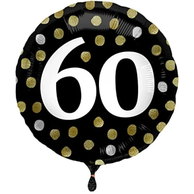 Afbeelding van Folat Folieballon Glossy Black 60 jaar 45 cm