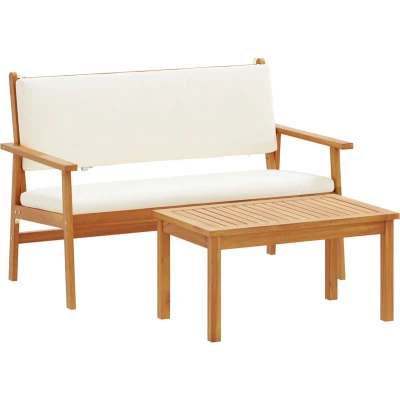 Afbeelding van vidaXL 4 delige tuinsofa set met kussens van massief acaciahout