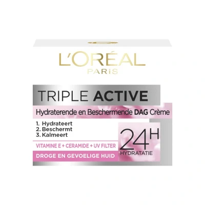 Afbeelding van L’Oréal Paris Triple Active Hydraterende Dagcrème Droge en Gevoelige huid 50ml