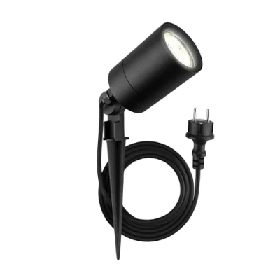 Afbeelding van Ledvion LED Grondspot Zwart, Aluminium, IP65, GU10 fitting, 2m kabel Incl. Stekker, Prikspot, Tuinspot, Lamp, Buiten Verlichting, Buitenlamp, Tuinverlichting