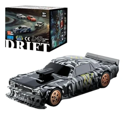 Afbeelding van SHOYDID RC elektrische mini raceauto met lichtset schaal 1/43 2,4 G volledige proportioneel (RTR/zwart en wit)