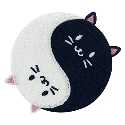 Afbeelding van Yin Yang Kat Finally Home Patch Zwart Wit