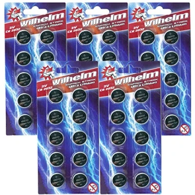 Afbeelding van 50 x knoopcel CR2032 Wilhelm batterij lithium 3V CR 2032 industriële artikelen